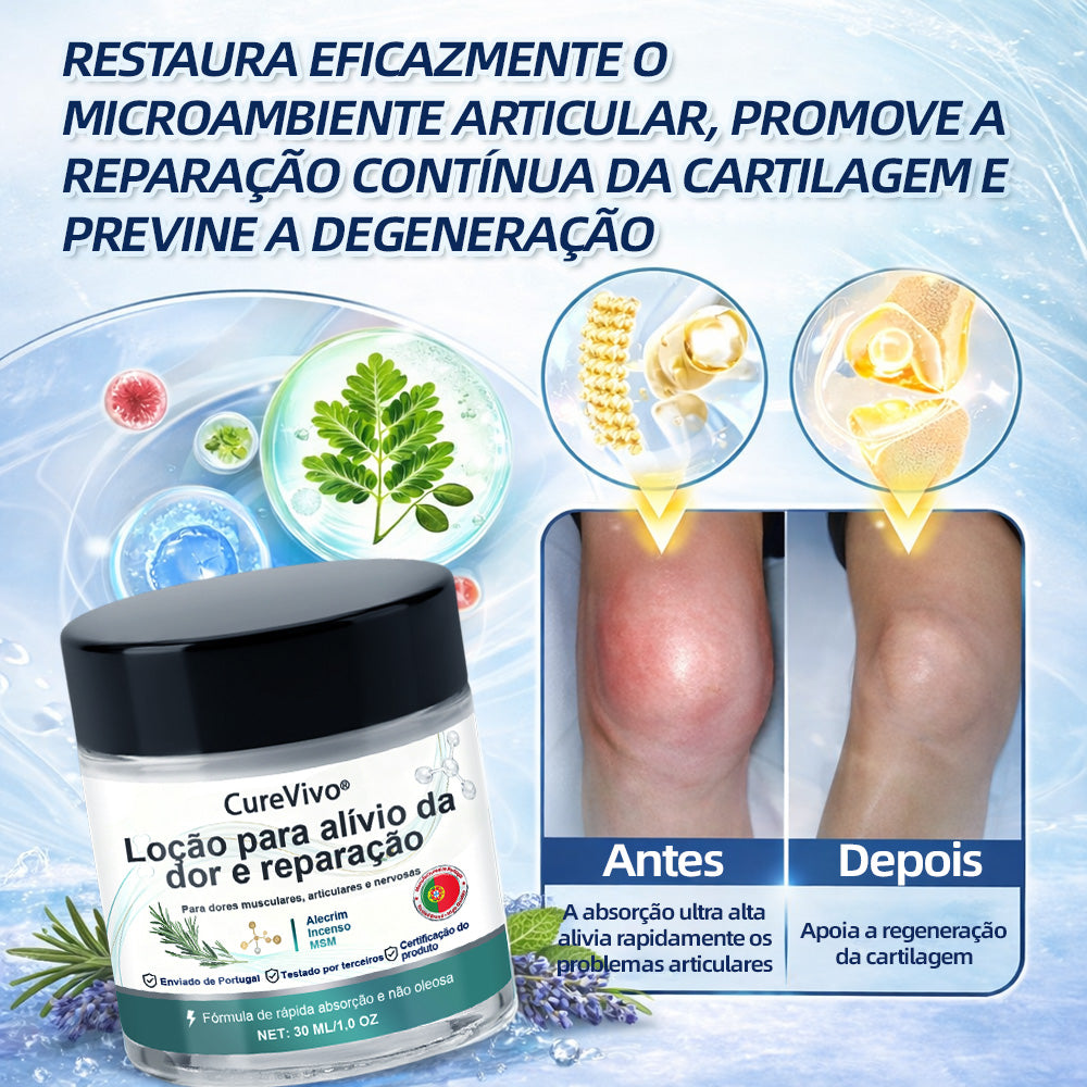Loção Analgésica e Restauradora CureVivo®🐰Para dores musculares, articulares e nervosas（葡萄牙）